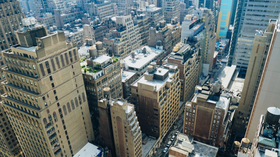 Aerial view of city blocks for the AERO-VIEW project